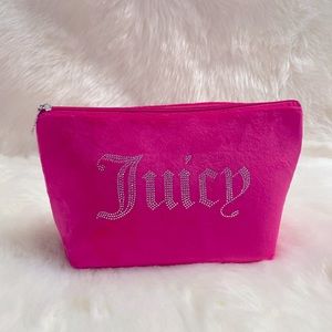 Juicy Couture Rhinestones Pink Velvet Make  Up Bag BNWOT Excellent Condi…
